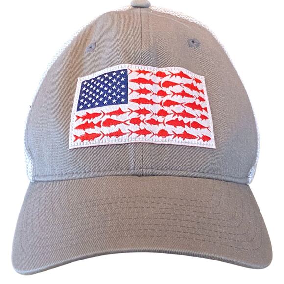 Columbia PFG Fish Flag Mesh Trucker Hat Outdoor Gorpcore Summer Americana July 4 - Picture 11 of 11